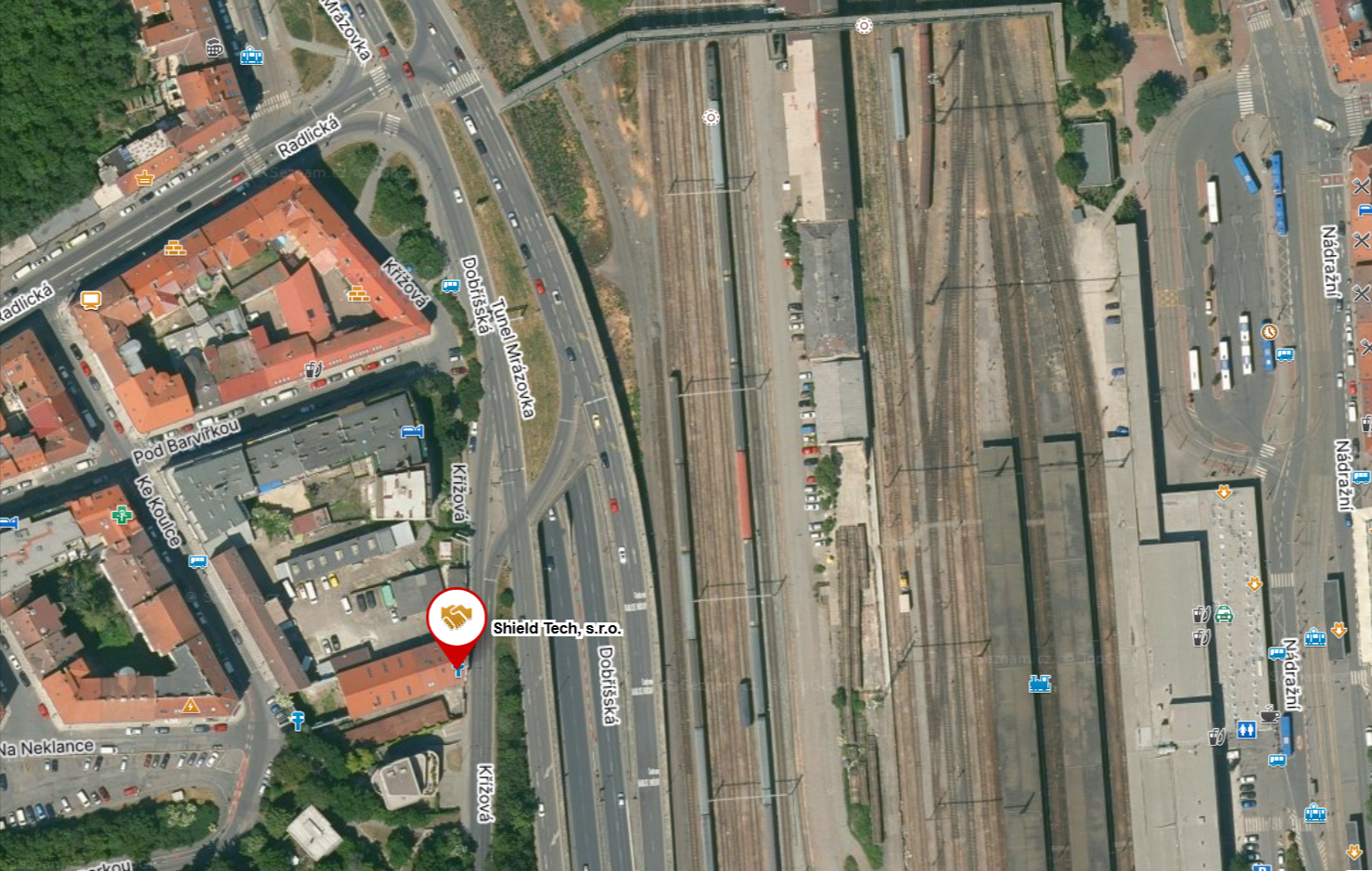 Mapa centrály Křížová Praha